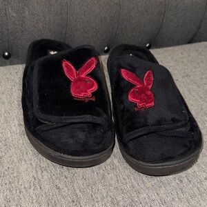 PLAYBOY Black and Red Slip-Ons